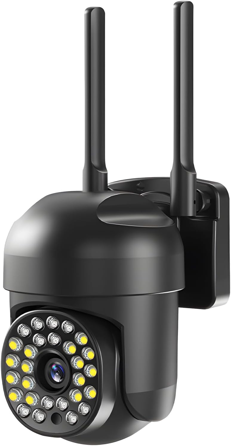 Câmera de Segurança Externa Wi-Fi HD 1080P Mini PTZ IP66 com Visão Noturna Colorida, Rastreamento de Objetos, Áudio Bidirecional, H.264, Cartão TF 128GB