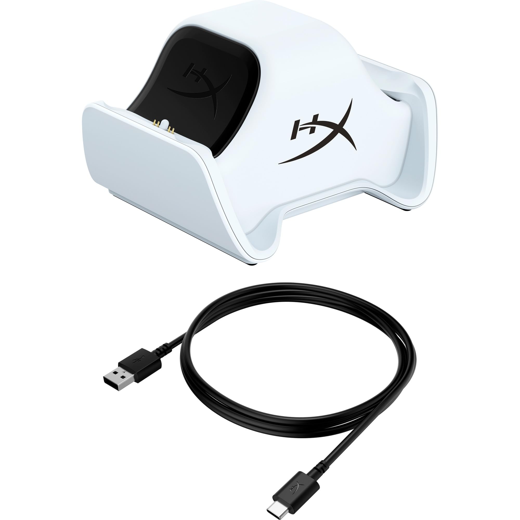 HyperX ChargePlay Duo, Stazione di ricarica simultanea per 2 controller Playstation 5 DualSense senza filo, Base appesantita e stabile, Spina alimentazione inglese (UK), Playstation 5, Bianco