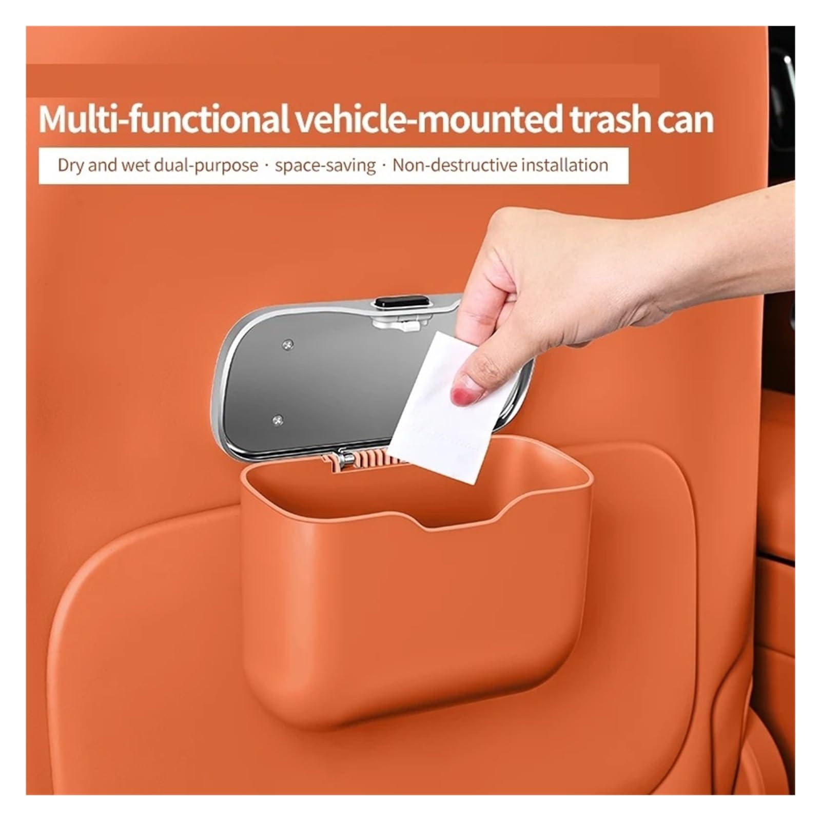 Auto Mülleimer Auto-Mülleimer Mit Deckelknopf Hängender Aufbewahrungsbehälter Für Den Nass- Und Trockengebrauch Für Mini-Organizer-Box Mini Autos Mülleimers(A Purple 1 piece)