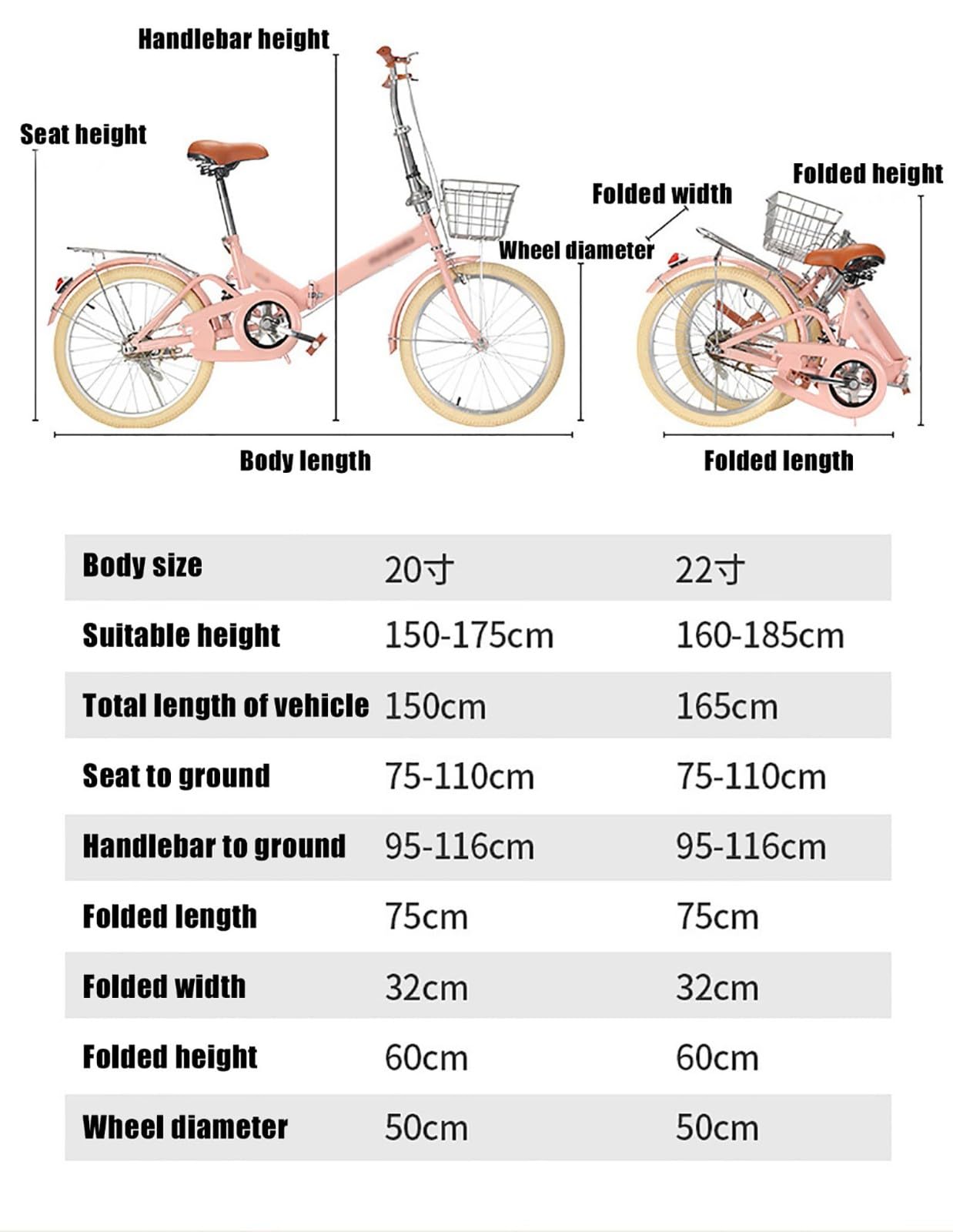 Bicicletta Pieghevole In Alluminio Da 20/22 Pollici Con Freno A Disco E Freno A V, Bicicletta Pieghevole Per Uomo E Donna, Doppio Ammortizzatore Anteriore E Posteriore C,20in