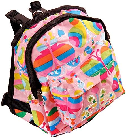 OCSOSO Puppy Dog Backpack,Saddle Bags,Back Pack with Training Lead Leash (Pink Butterfly, S)