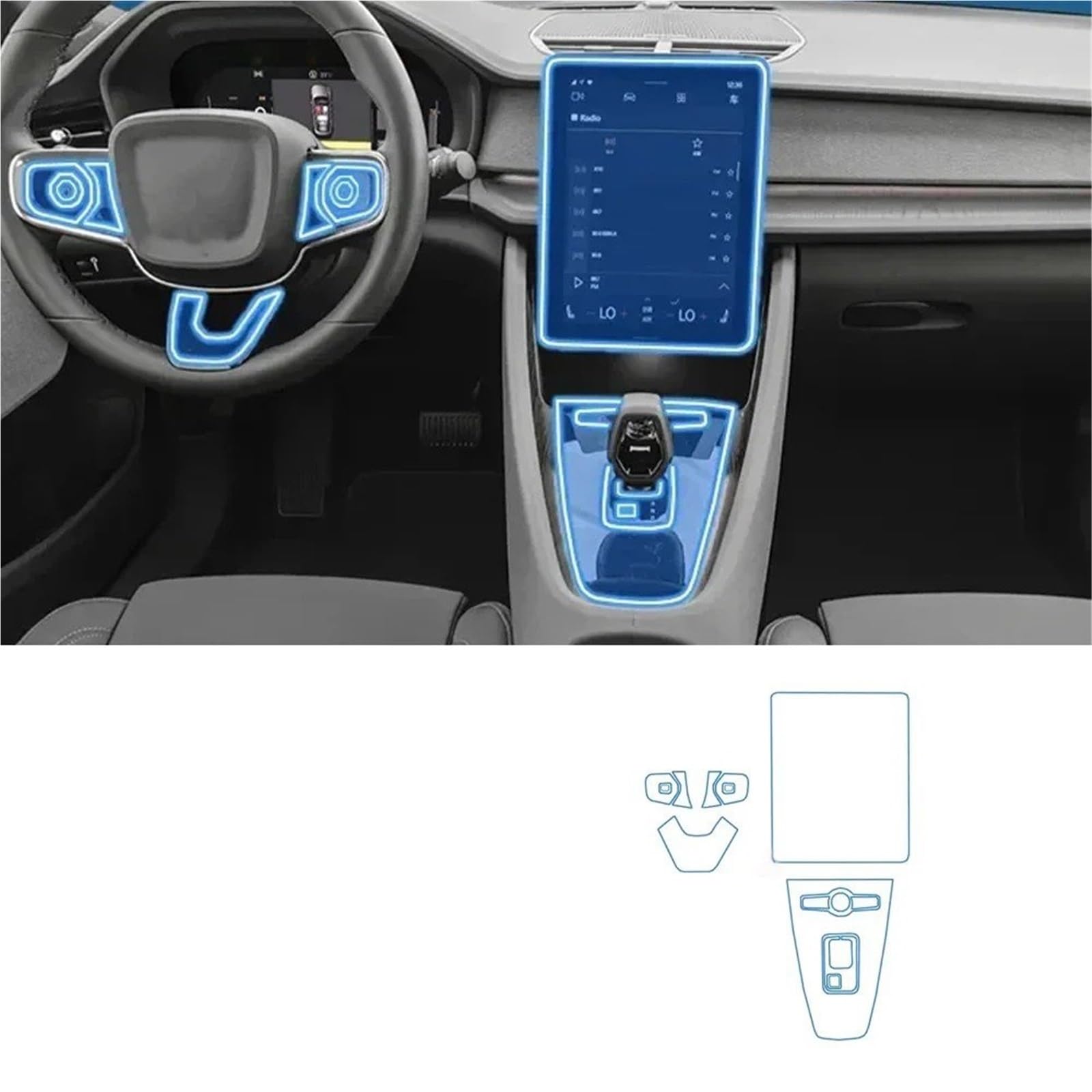 Navigation Schutzfolie Für Polestar 2 2020-2022 Auto Interior Center Konsole Media Dashboard TPU Anti-scratch-Schutz Film Zubehör(Full Set)