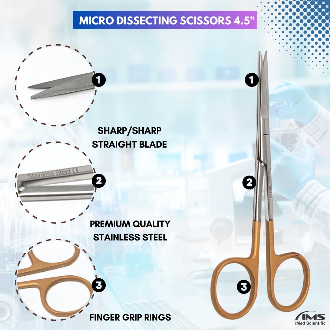 Set of 2 Multipurpose IRIS Micro Dissecting Precision Lab Scissors 4.5