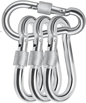 Large Spring Snap Hook Carabiner, Clip Heavy Duty Clip, Stainless Steel Spring Snap Hook Carabiner Outdoor (8MM Screw) Multipurpose
