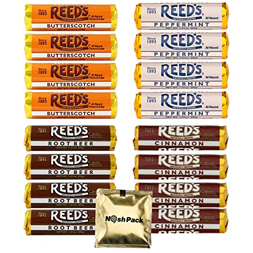 Reeds Candy Reeds Hard Candy - Individually Wrapped Rolls Variety Pack - Peppermint Flavored, Cinnamon Candy, Root Beer Candy, And Butterscotch Hard Candy With Nosh Pack Mints #TOP24