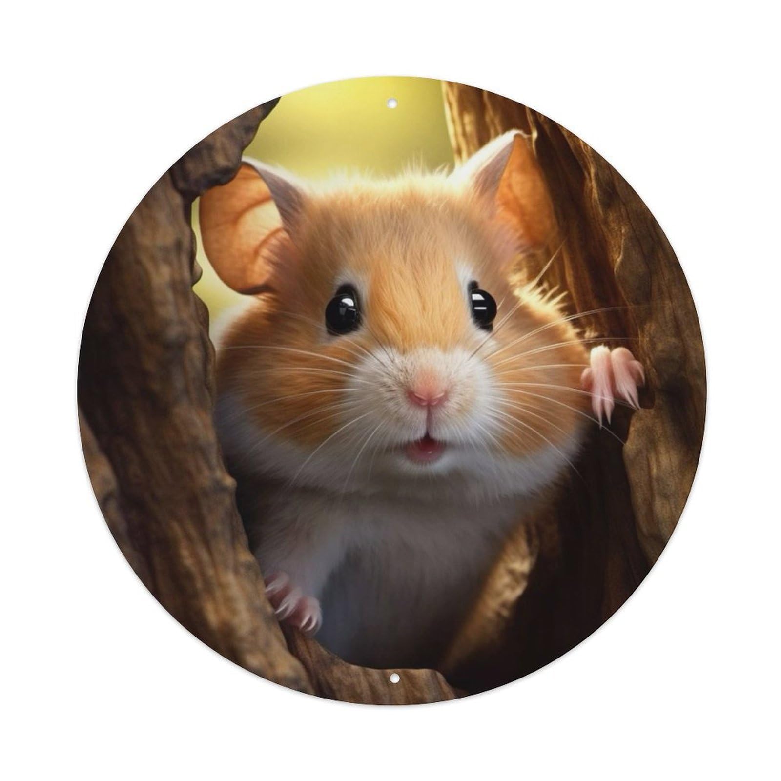 Animal Artwork Cute Little Hamster Vintage Metal Tin Sign Plaque Wall Decor for Cafe, Club Bar, Office, Garden Metal Poster 8x8Inch