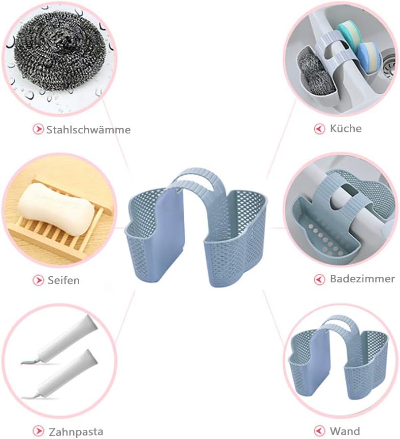 Sink organizer for the kitchen sink holder basket, bathroom storage - storage of rags, dish brush and sponge in one place - design gray - Image 4