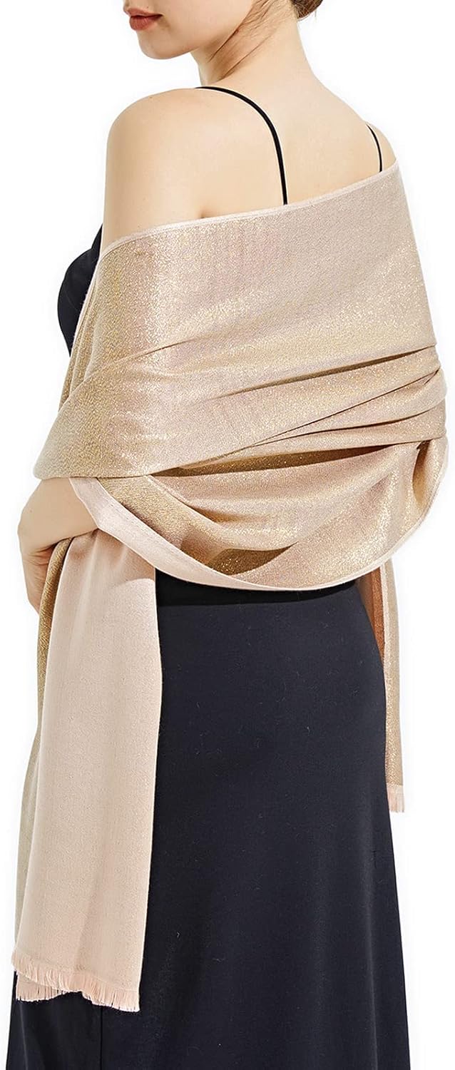 Ciormis Sparkly Metallic Shawls and Wraps Pashmina for Women Evening Dresses Formal Party Women Dressy - Image 2