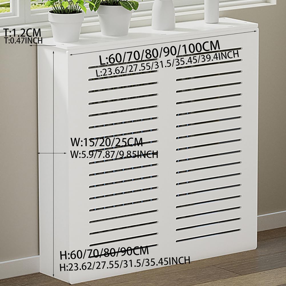 Modern Radiators Shelf MDF Radiator Cover High Heater Cover Cabinet Shelf Household Appliance Heating Accessories Home Improvement Furniture Heat Sink Office Living Room,White,L90*H90*W15