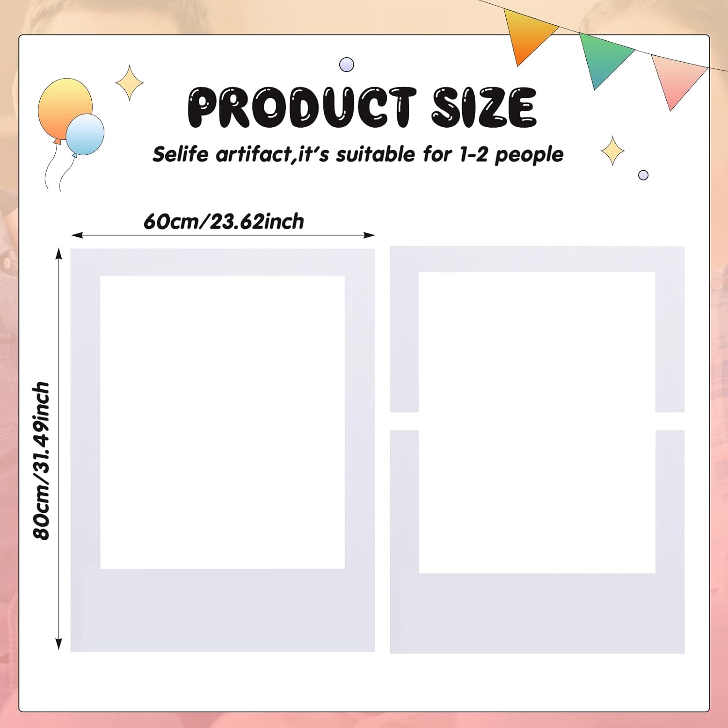 Beeveer 32 x 24 Inch Photo Booth Selfie Frame Prop Booth for Birthday Event Parties Large Blank DIY Cutout Props for Funny Decoration Christmas, Holiday Supplies
