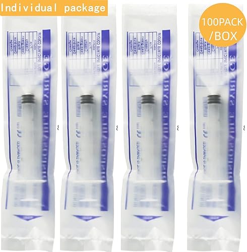 Miniatura 4 de Paquete de 100 jeringas de plástico de 0.0 fl ozcc con 25 Ga, jeringas de inyección de muestra de laboratorio para laboratorios científicos