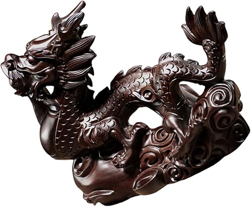 Yardwe Figura de paisaje de año nuevo, decoración de mascota china, estatua de riqueza de Feng Shui, estatua de dragón 2024, estatua de dragón