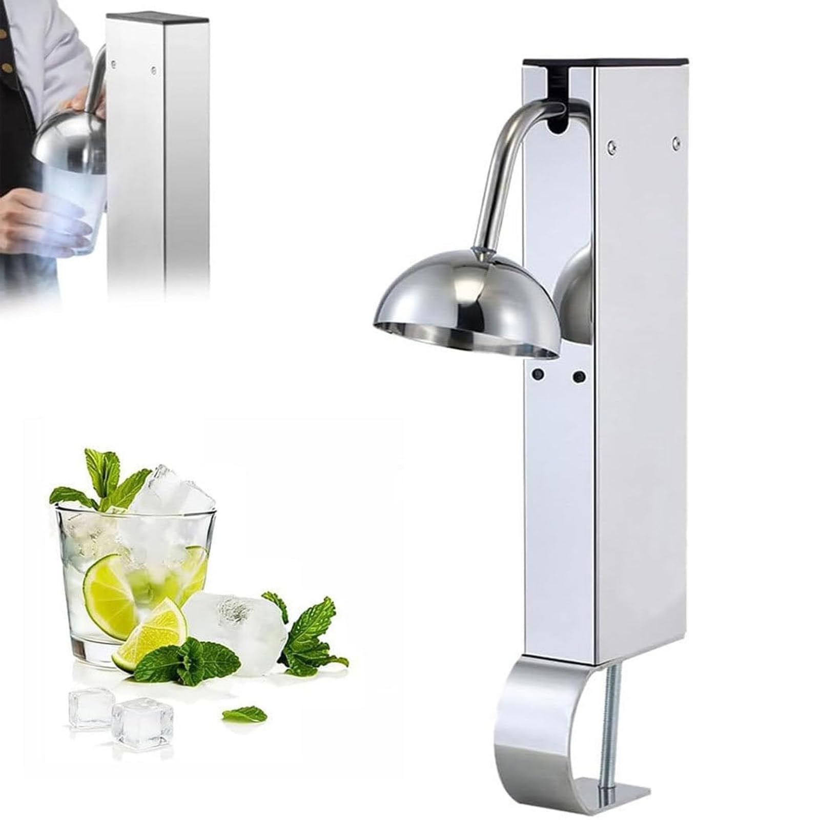 BeoyNot Stainless Steel Commercial Glass Chiller, CO2 Glass Froster, 1 Cup/8 Seconds, Instant Drink Chiller for Bar, Restaurant, Beer, Wine, Cocktails
