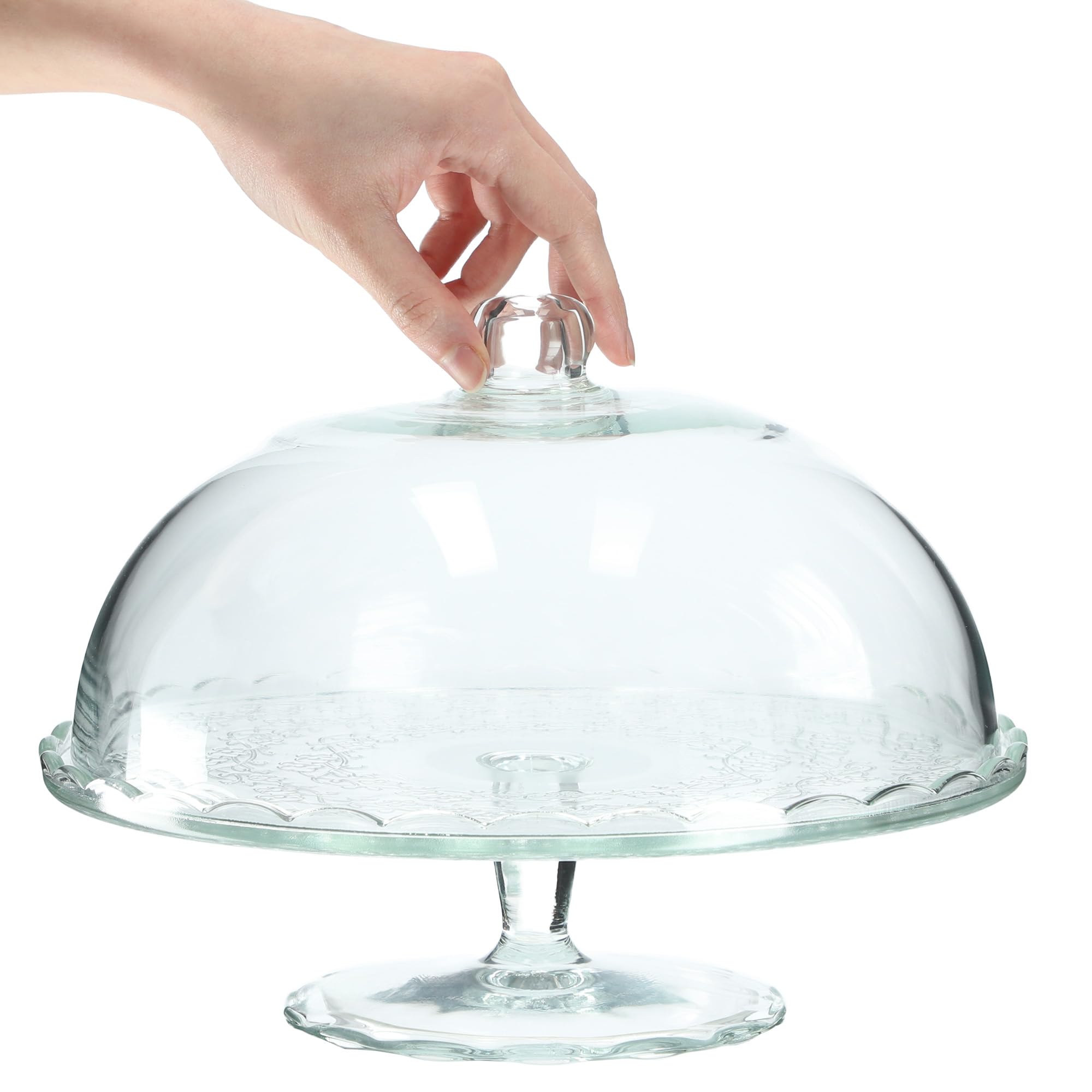 KADAX Soporte para tartas con tapa, plato transparente para tartas con pie, elegante campana de cristal, resistente plato para servir (redondo de 29 cm de diámetro)
