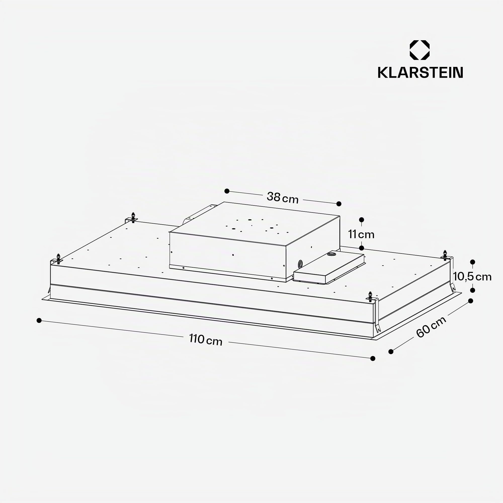 Klarstein LuxeAir Campana Extractora - 523 m³/h, Eficiencia Energética A, Motor 110W, Control Táctil & Wi-Fi, Iluminación LED 6000K, Filtros de Aluminio, Extractor Cocina