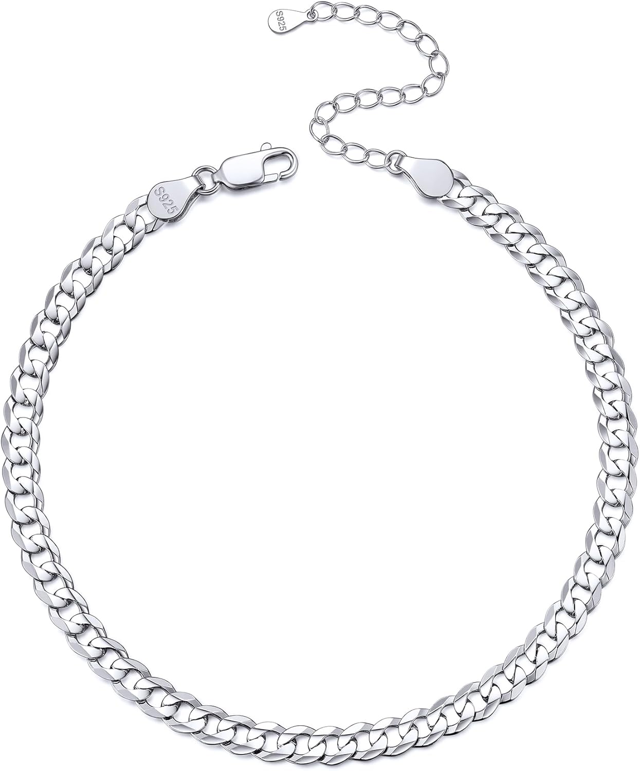 ChicSilver 925 Sterling Silver Ankle Bracelet for Women, Simple Cuban Link/Figaro/Twist Rope Chain Anklets for Beach Party(with Gift Box)