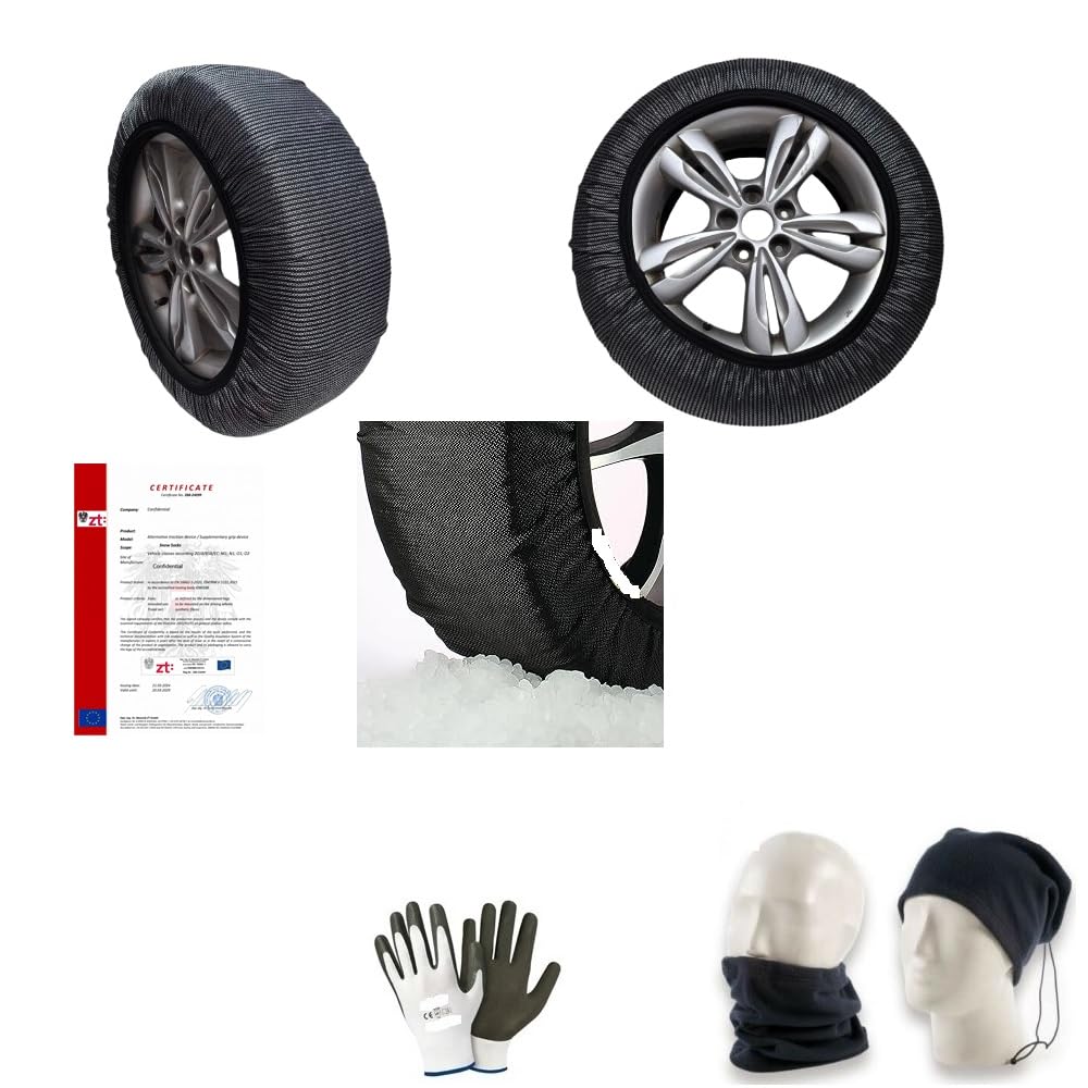 FOR CAR,SUV,4X4,FURGONI WITH TIRES 235/60 R15 CIRCLE 15 MEASURE L APPROVED SNOW SOCKS 3D ANTI-SLIP FABRIC SAFETY DEVICE FOR ICE OR SNOW ROAD SECTIONS