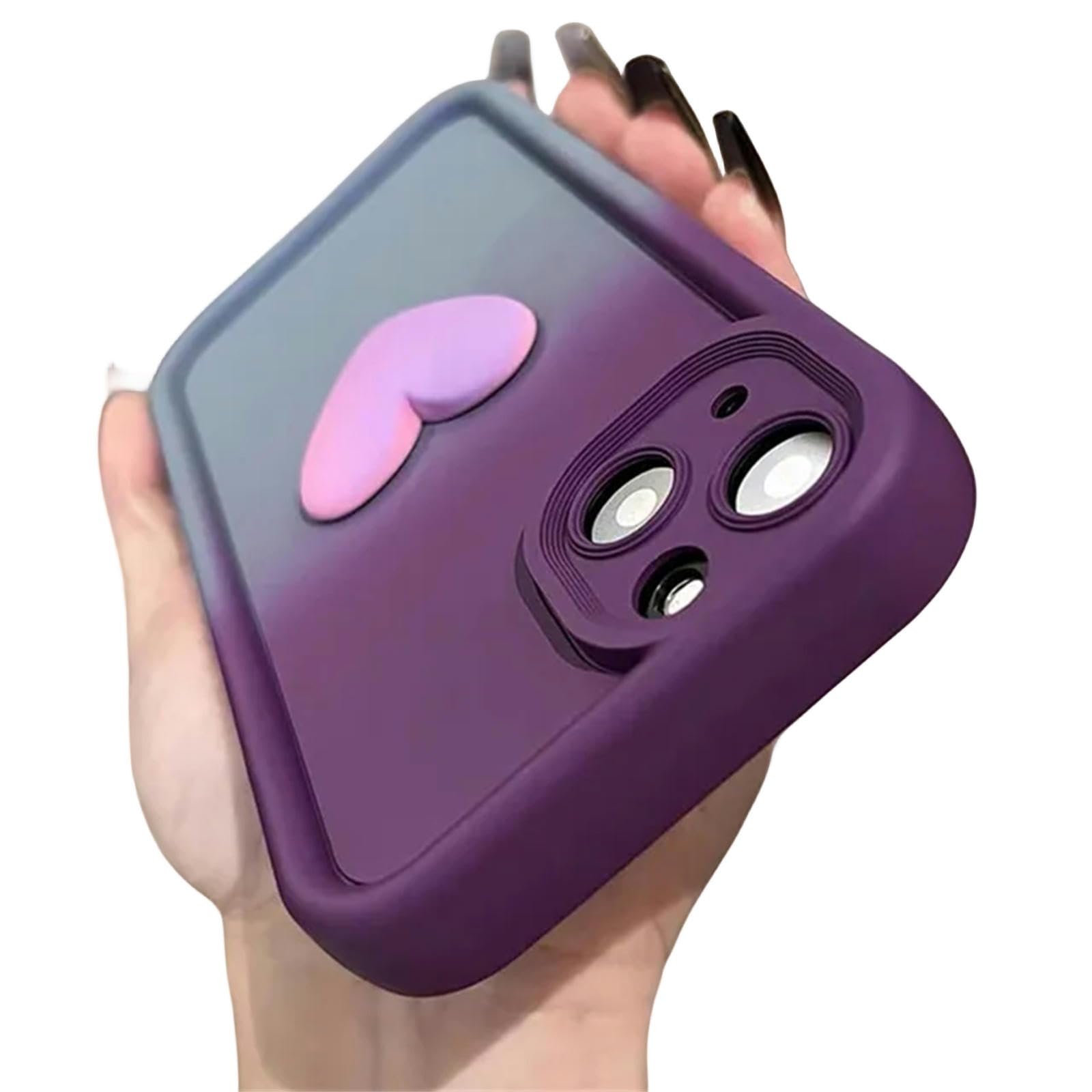 Coque iPhone 3D Amour en silicone dégradé violet gris antichoc
