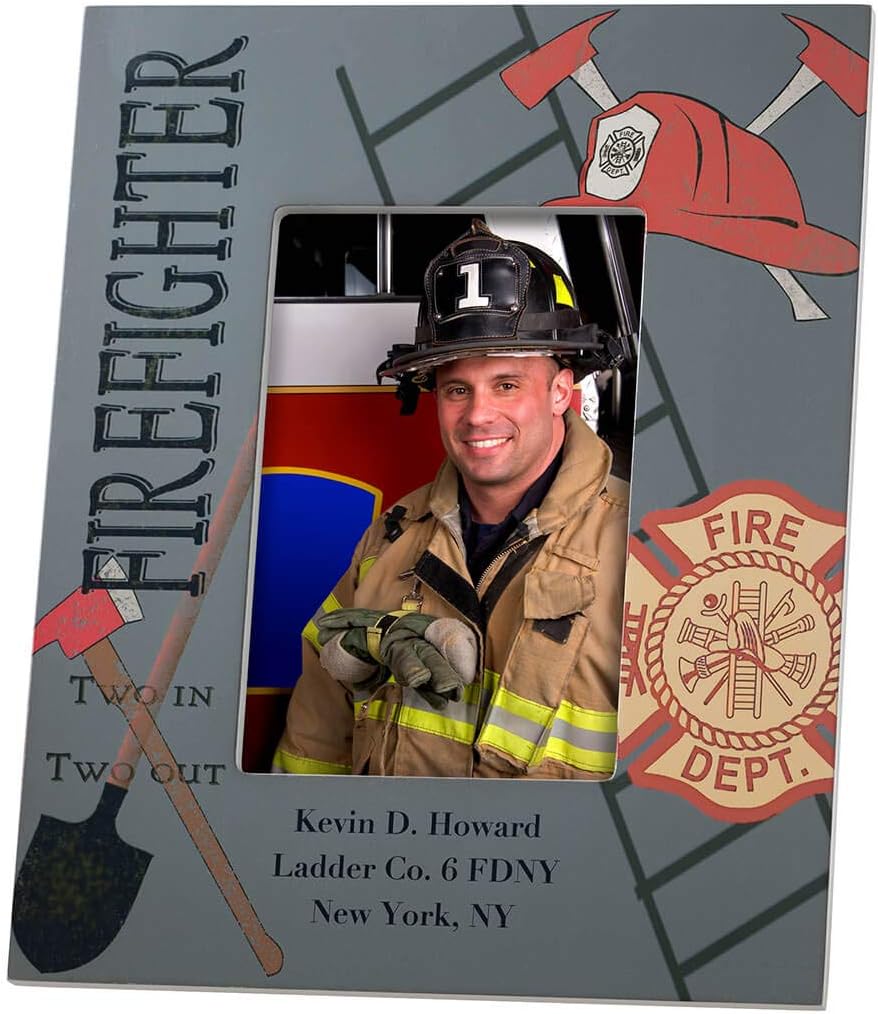 Exposures Custom Firefighter Frame, 4” x 6” Photo Opening, Freestanding or Wall Hanging – Frame Measures 10” x 8” x 1”, Vertical Orientation