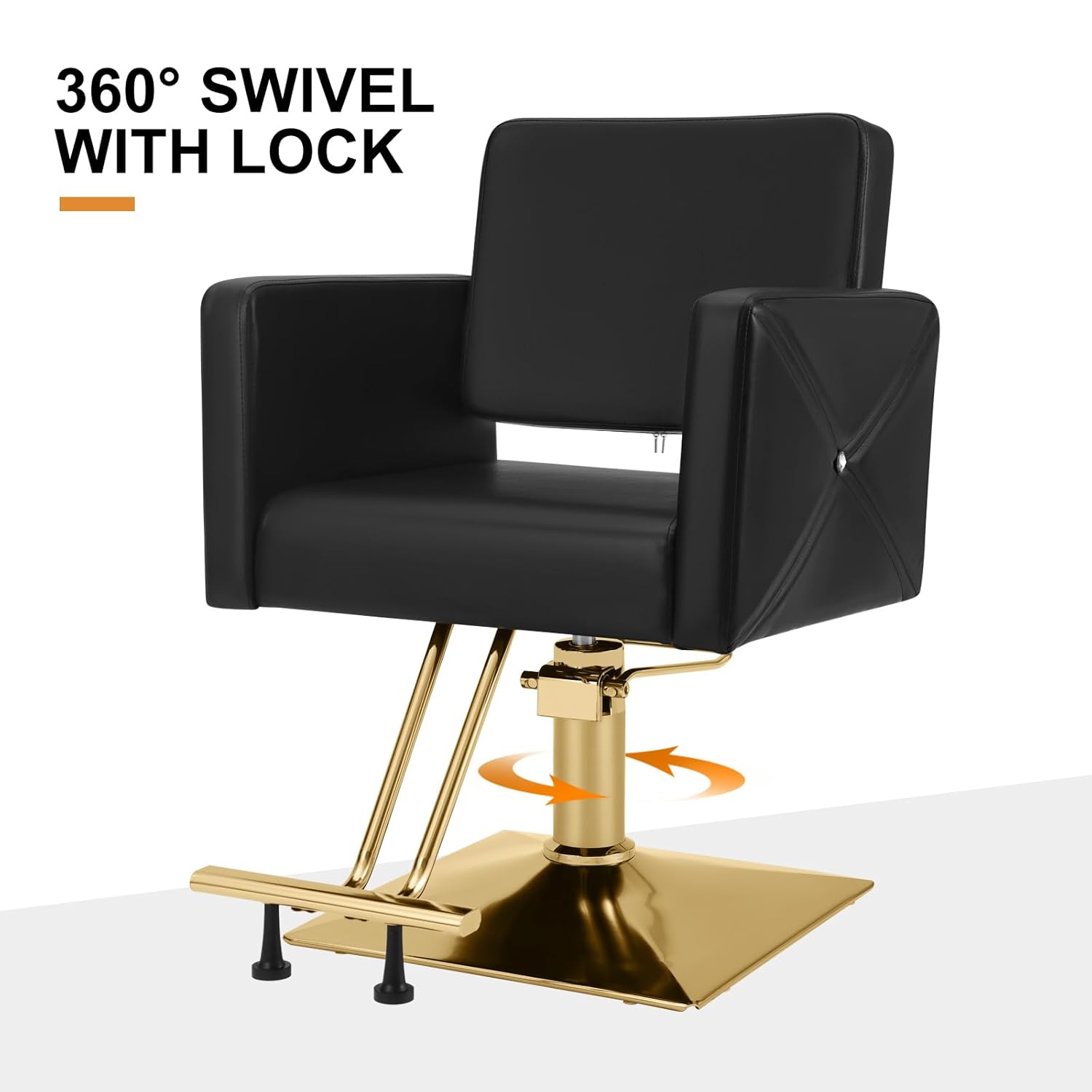 Artist hand Hair Salon Chair Black and Gold, Hydraulic Styling Chair with Heavy Duty Pump, 360 Degree Swivel Barber Chair, Beauty Salon Equipment for Hair Stylist, Max Load 330 Lbs