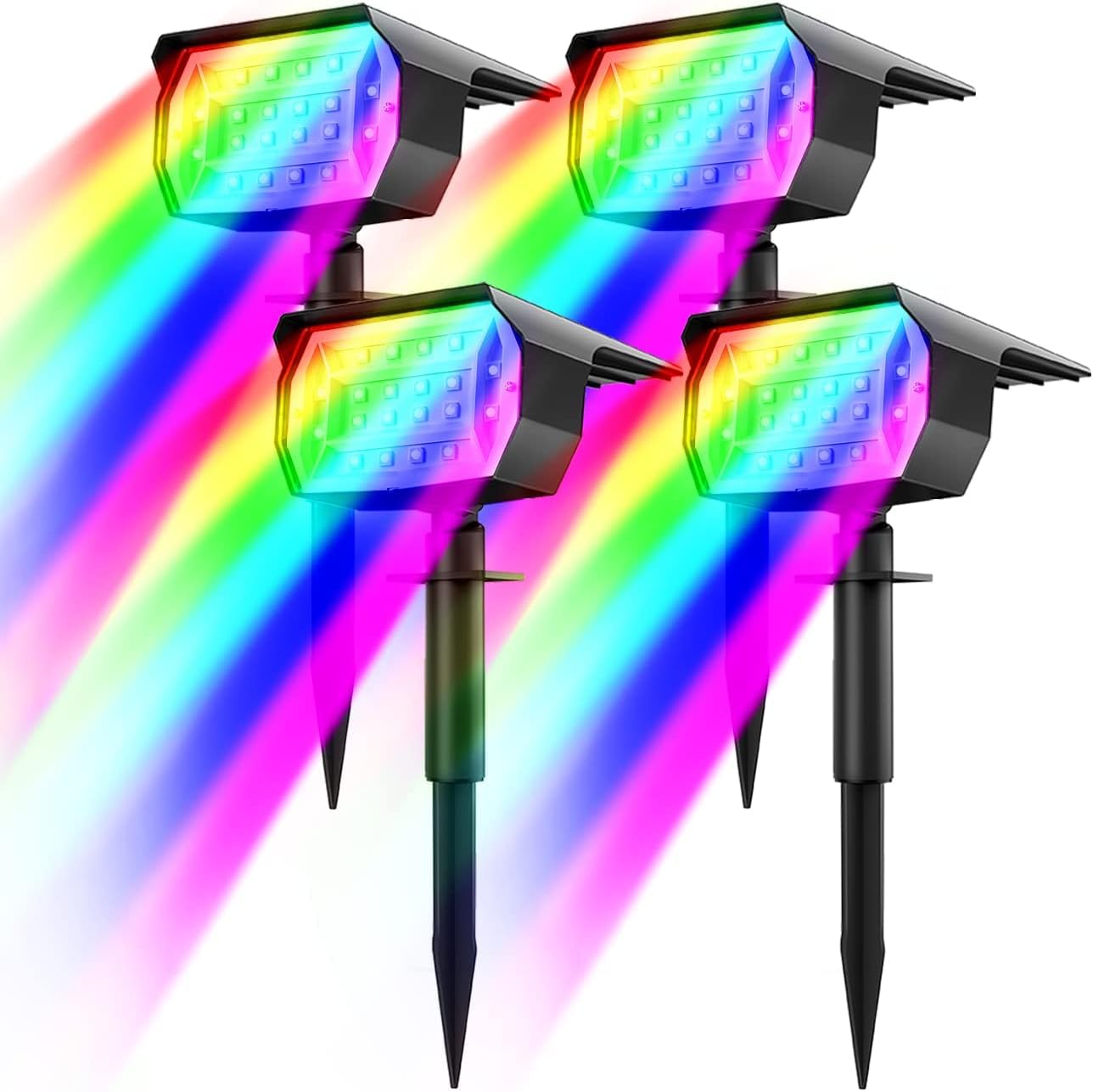 4 Pack Solar Spot Lights Outdoor Garden, 20 LED Color Changing RGB