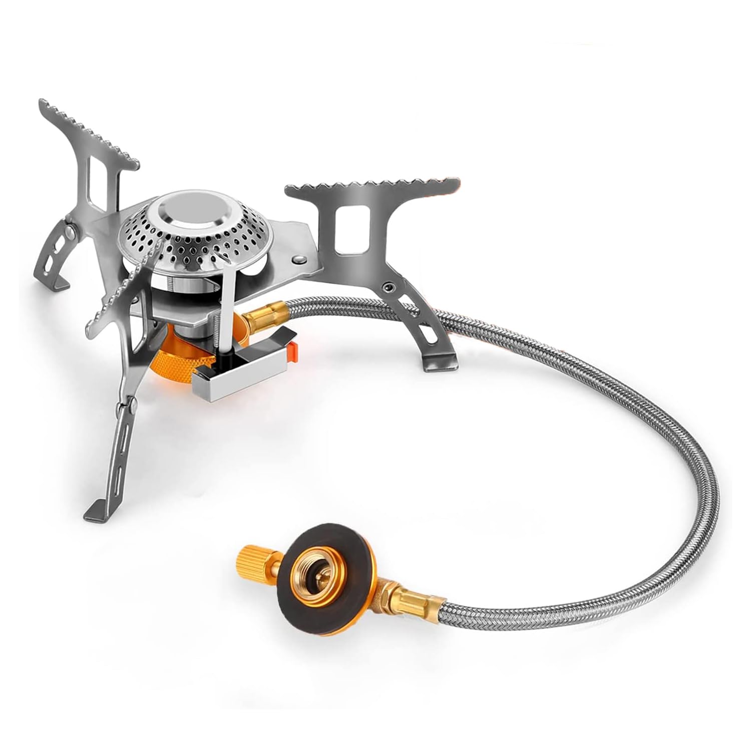 3700W Camping Gas Stove Portable Backpacking with Piezo Ignition Lightweight Steel Burner Carrying Case for Cooking Survival