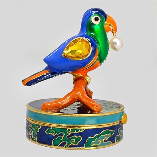 Miniatura 4 de Fengshuibringluck Caja de almacenamiento de joyas El guacamayo mágico con perla Bring Wealth Treasure Adornos de decoración para mujer