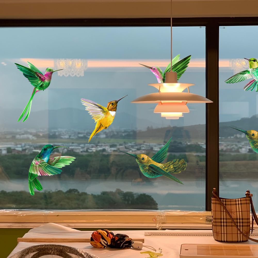 12 Adesivi Per Vetri Anticollisione - Colibrì E Uccelli - Per Prevenire Impatti Uccelli E Decorare Finestre - 3