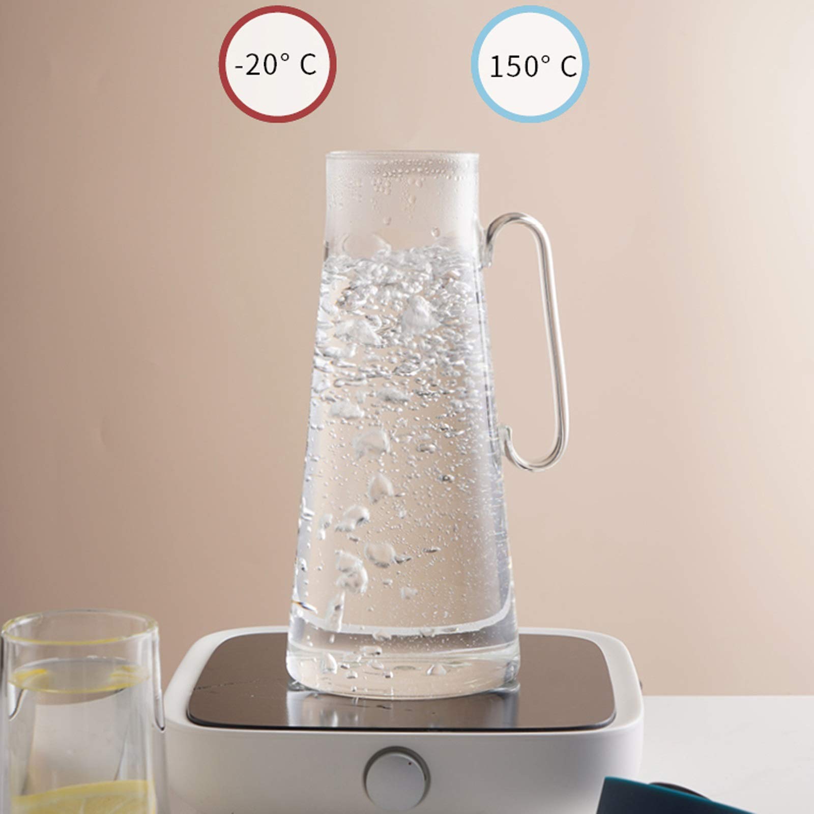 Jarra Jarra de vidrio de gran capacidad con tapa de vidrio resistente al calor de la tapa de silicona Tapa ajustable del filtro de acero inoxidable práctico Tamaño ajustable Jarra Agua (Color : Red)