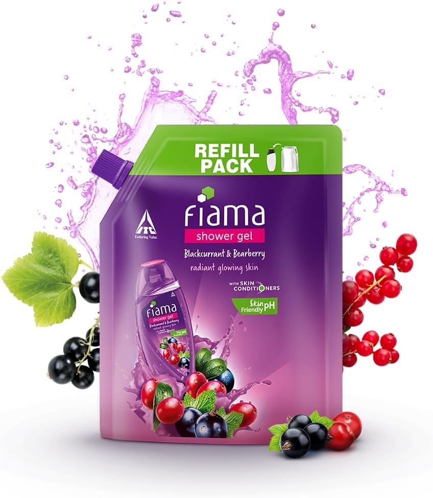 - Body Wash Shower Gel Blackcurrant & Bearberry, 1.3L Bodywash Refill Value Pouch for Women & Men with Skin Conditioners for Radiant Glow, Skin Friendly pH