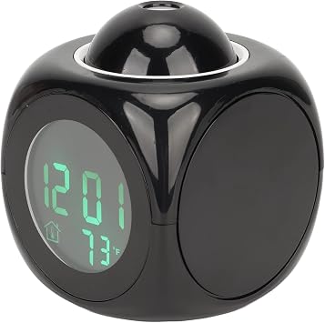 Projection Clock, LED Display Projection Alarm Clock, Mini Voice Timing Digital Clock Projector with USB Cable Black