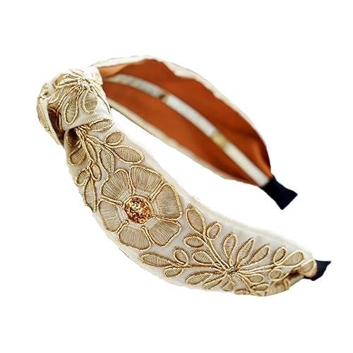 AK Diademas bohemias de satén de belleza, estilo retro francés, tela bordada, nudo, accesorios para el cabello de moda