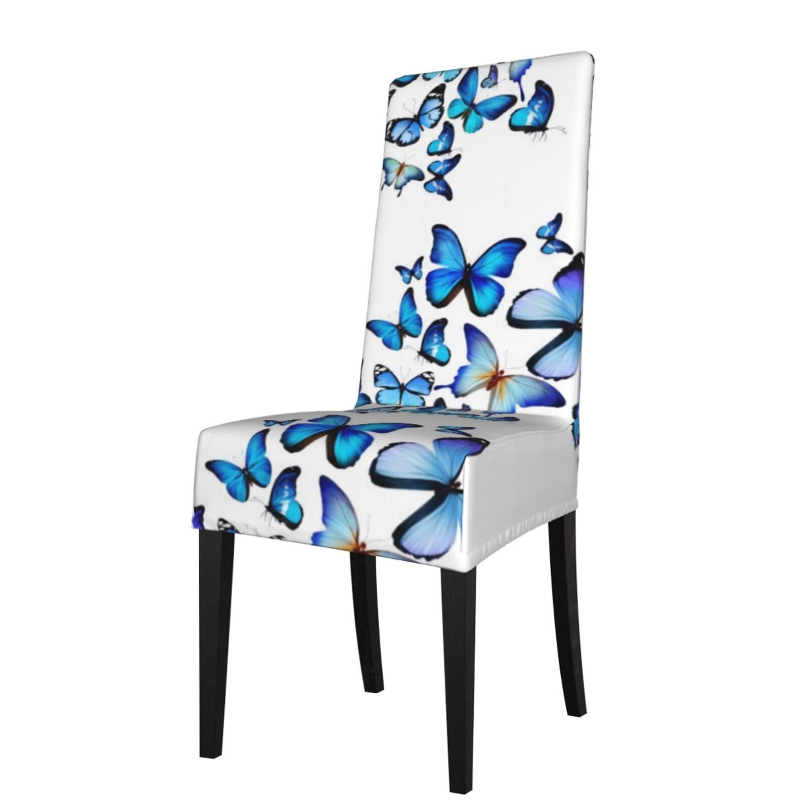 YYHWHJDE Blue Butterfly Prints Protection Cover for Dining Chair – Stretchable Slipcovers for a Refreshing Dining Room Makeover