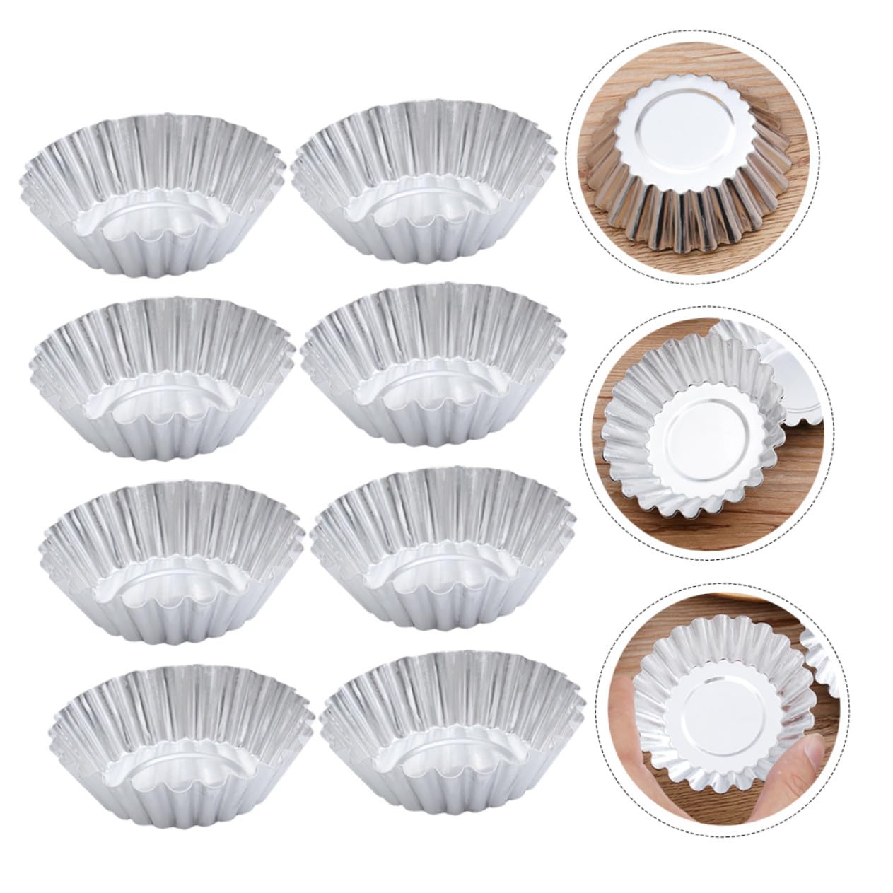 SHINEOFI 100 pièces Moule à Tartelettes Alliage Aluminium Résistant Chaleur Réutilisable Bords Cannelés pour Cupcakes Muffins et Pâtisseries Décoratives