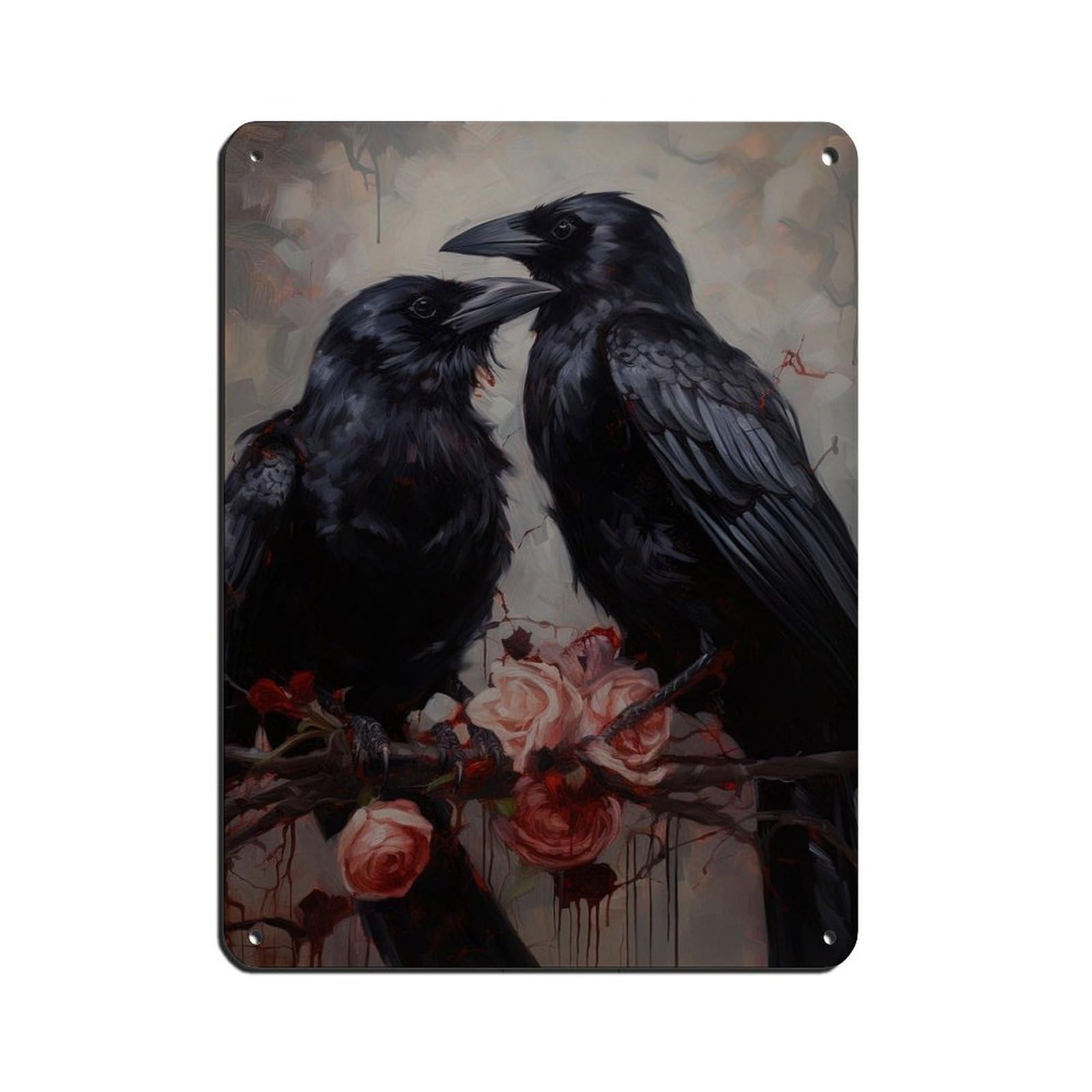 Gothic Romantic Raven Couple, Vintage Poster Tin Sign Vintage Metal Pub Club Cafe Bar Home Wall Art Decoration Poster Retro 12x16inch(30x40cm)
