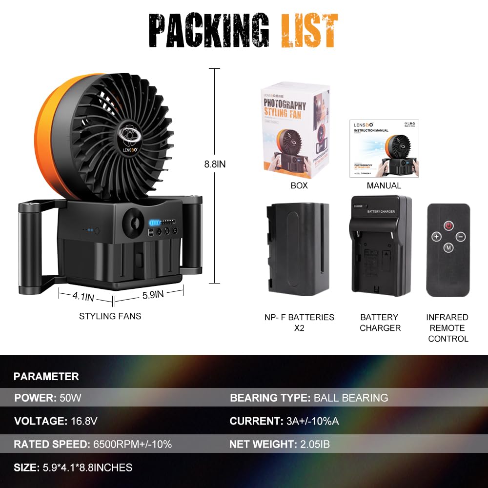 Ventilador portátil para fotografía, efecto de viento ajustable de 10 niveles para sesiones de retratos de moda, bodas y eventos al aire