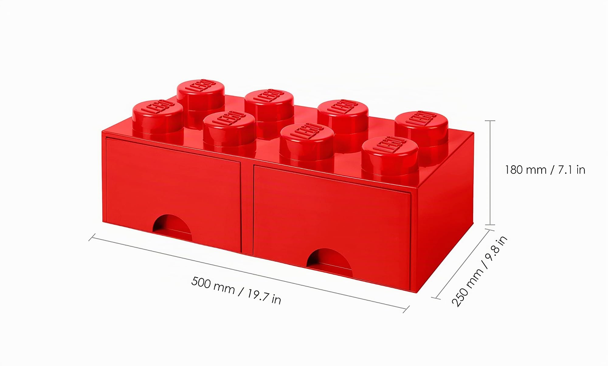 Lego Opslag Baksteen 8 met laden, Plastik, Rot, 50,2 x 25,2 x cm, 1 Einheiten