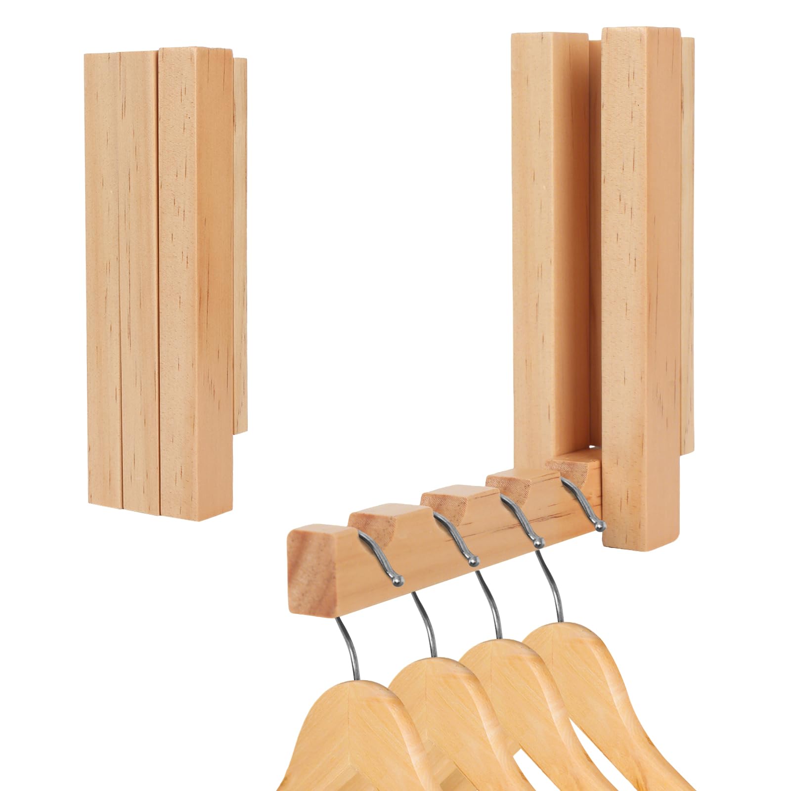 FGXHHS Foldable Coat Hangers - Wall-Mounted Wooden Drying Rack & Space-Saving Laundry Hooks for Efficient nizing Drying, Ideal Small Spaces and Home Use