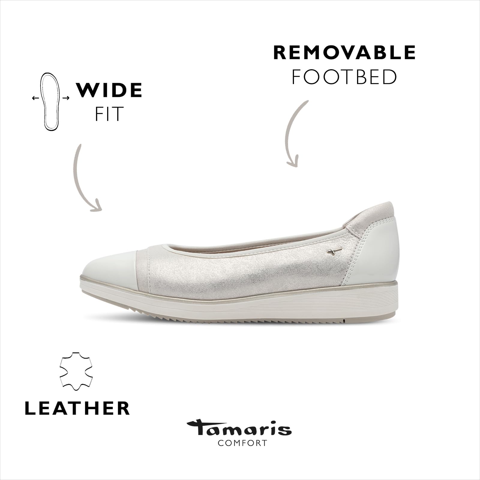 Tamaris Comfort Ballerine da Donna con Punta Arrotondata Comode