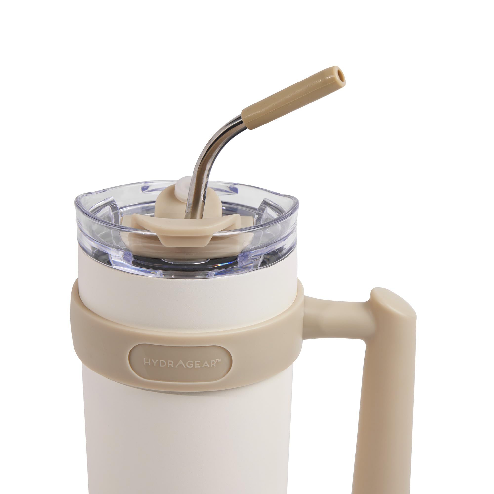 Mug in acciaio da 480 ml con manico e coperchio in silicone rosa per