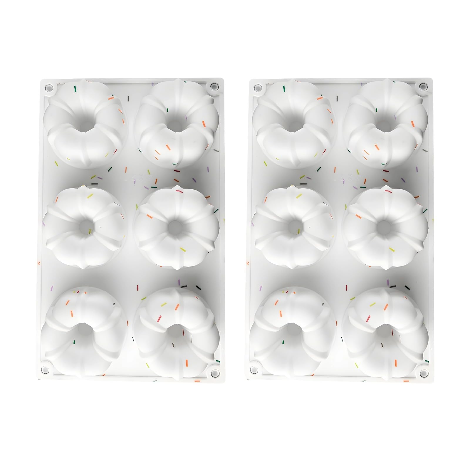 Lot de 2 modules mini flan en silicone à 6 cavités, 27,5 x 17 x 4 cm, moules de cuisson antiadhésifs pour mini gâteaux cannelés, pour pâtisseries variées