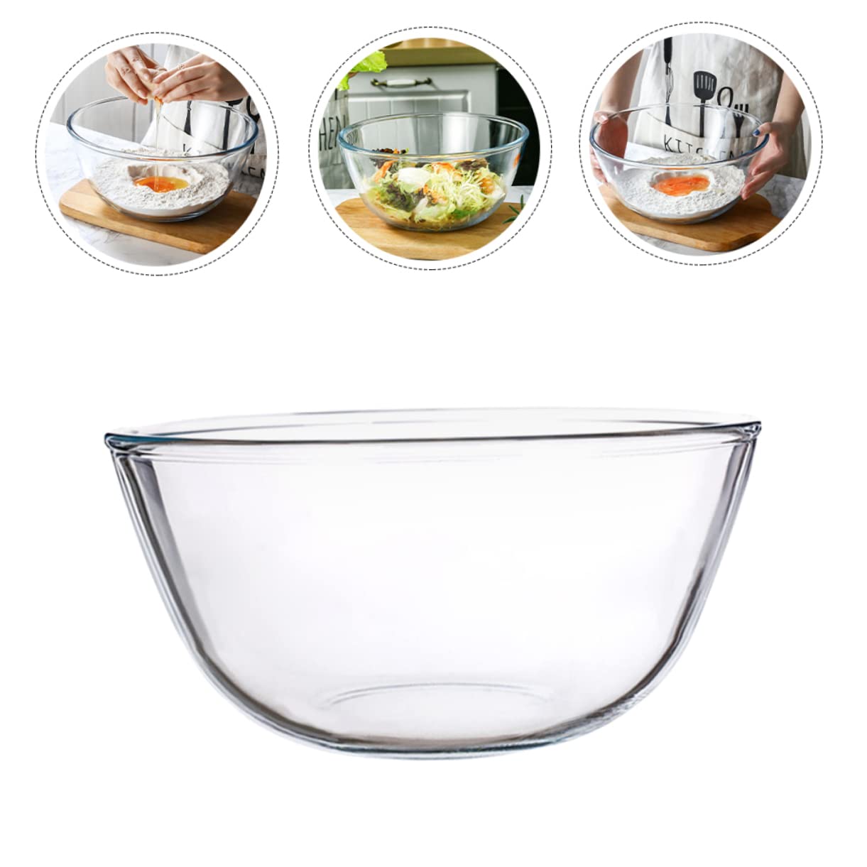 Insalatiera e Servizio Insalate in Vetro Trasparente da 2700ml Superficie Liscia e Design Elegante, Ciotola Rotonda per Cucina