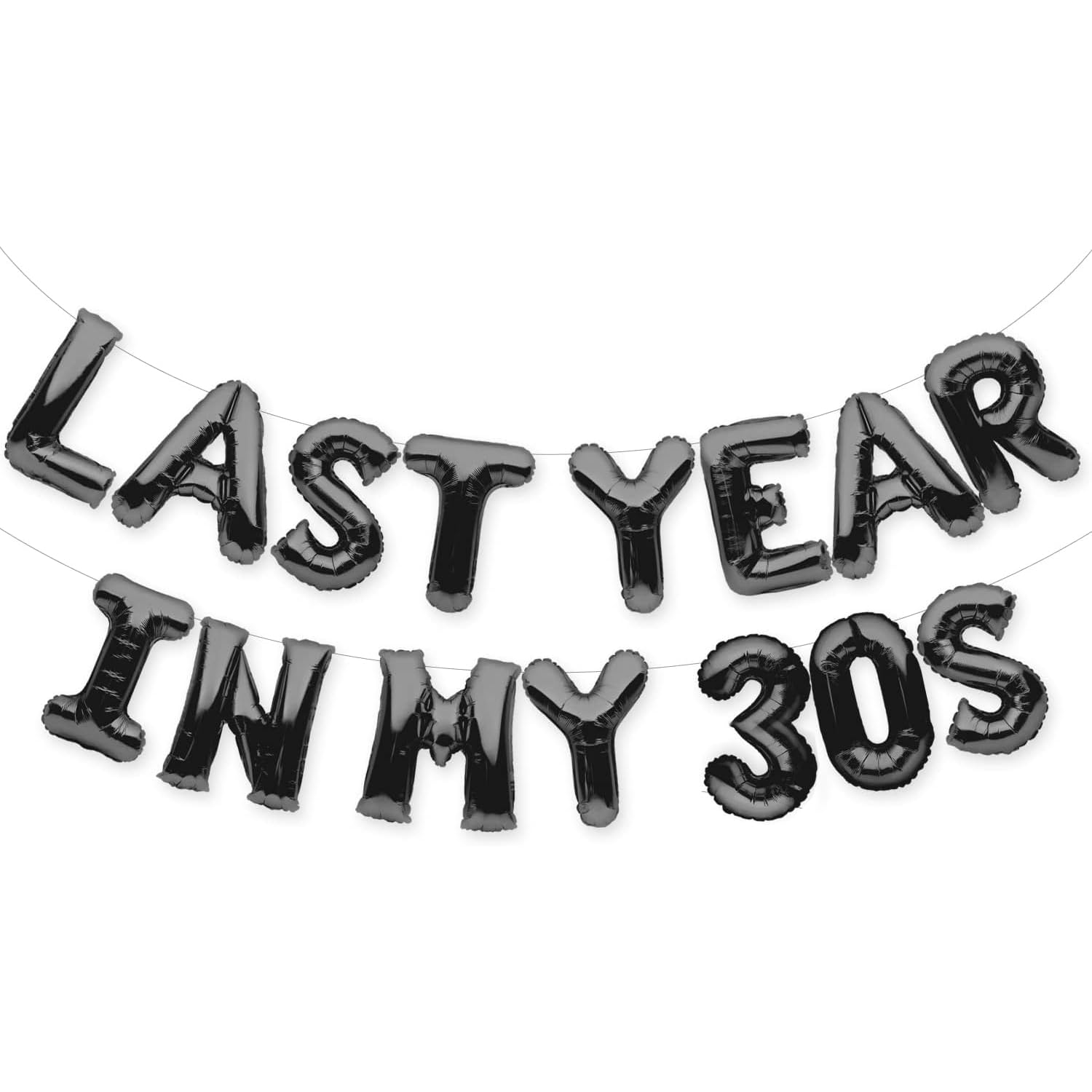 PartyForever LAST YEAR IN MY 30S Balloons Banner Black 39th Birthday Party Decorations Sign for Women or Men