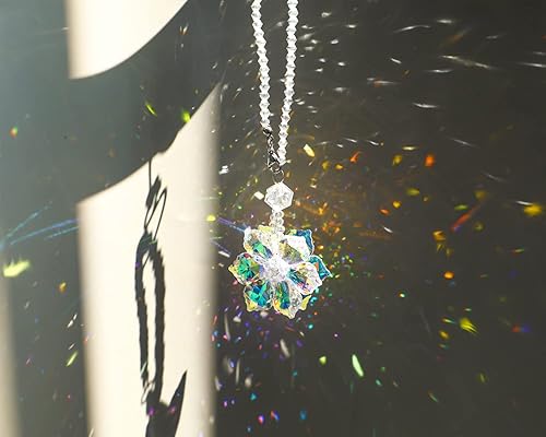 Miniatura 10 de Colgante de espejo retrovisor de automóvil con diseño de flores de cristal, accesorios para colgar en el automóvil, accesorios para el interior de