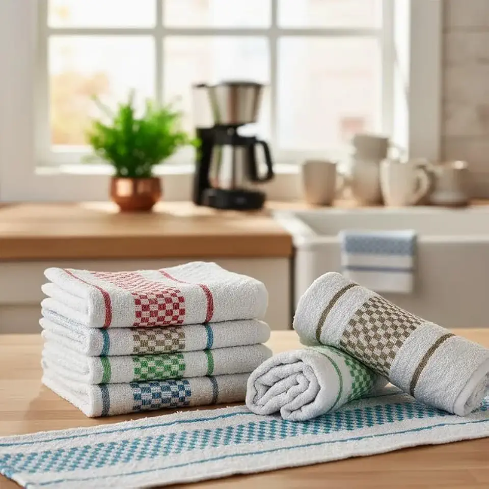 Kit 05 Pano de Prato Atoalhado 100% Algodão Felpudo Gourmet 45x70cm - Sortidos