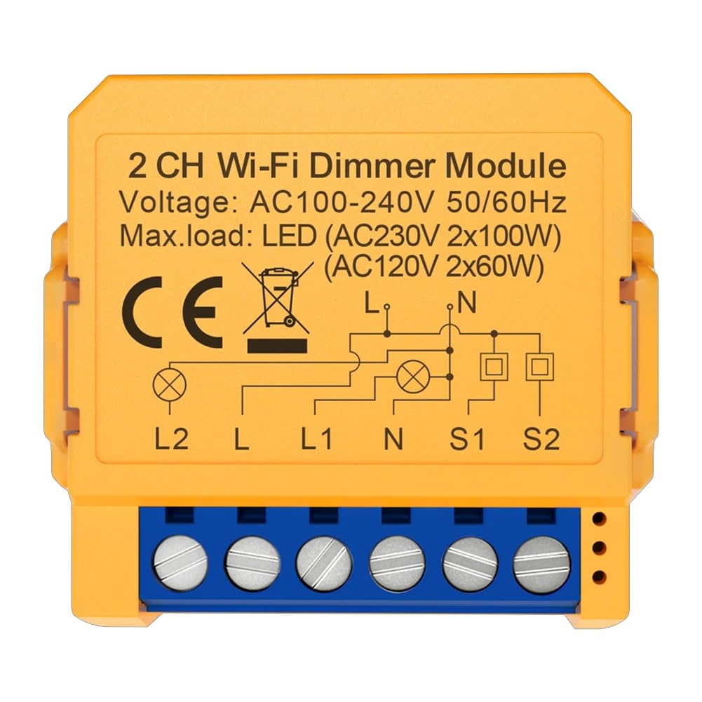 Ctrlzs Tuya Wifi Smart Dimmer Switch Module 2Ch Control Led Lights Dimmable Switch Stepless Dimming+Voice Control