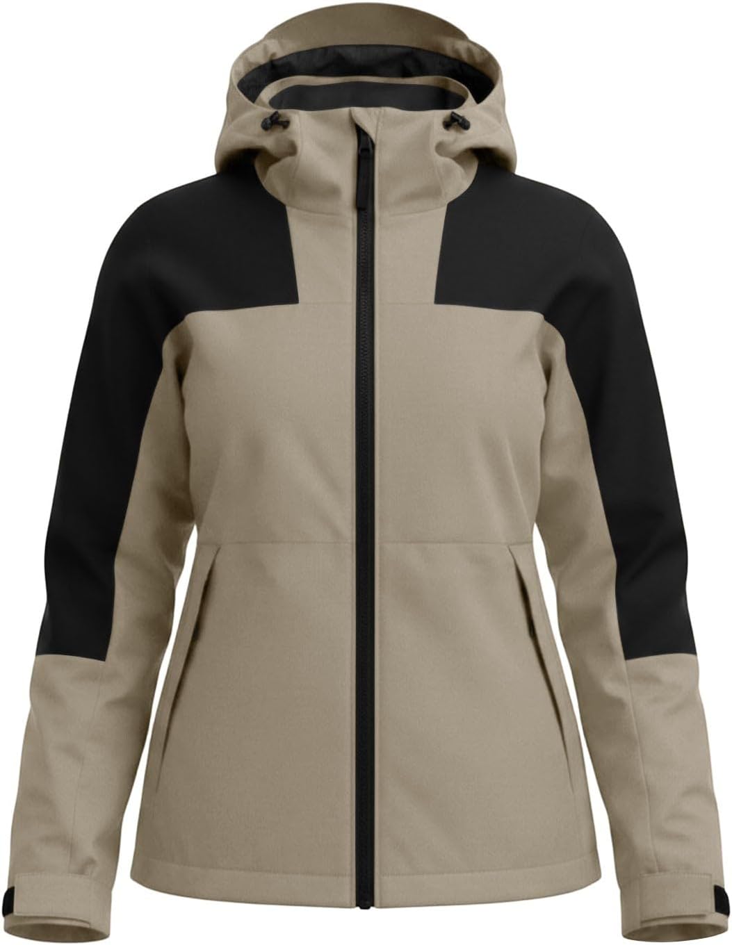 Athletic Jacket for Women Hooded Color Block Windbreaker Coat | Women's Full Zip Waterproof Softshell Jacket with Contrast Panel, Elastic Cuffs, Zip Pockets for Running Hiking Travel