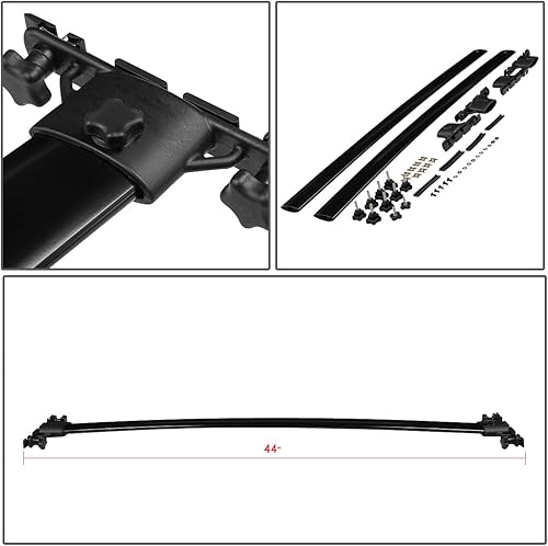 Miniatura 5 de DNA MOTORING PT-ZTL-8036 - Par de barras transversales de aluminio para techo de automóvil, compatibles con Highlander 01-07, color negro