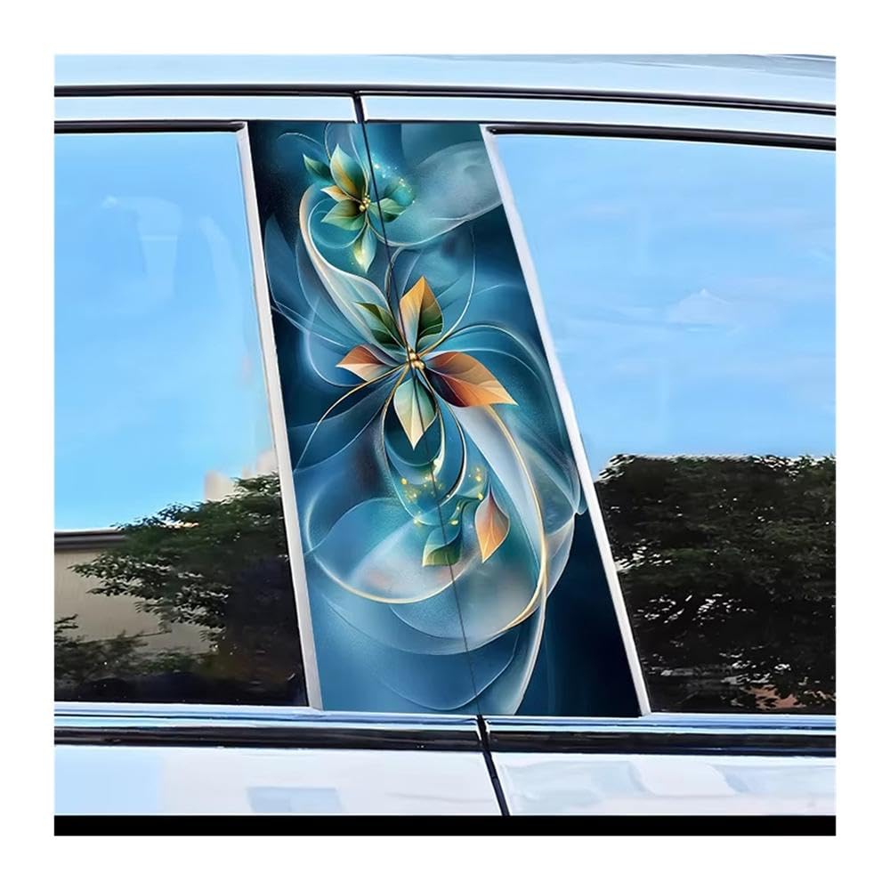 Bertdcx One Color 2 Car Center Pillar Stickers Flower B-Pillar Scratch Protection Sticker Auto Parts