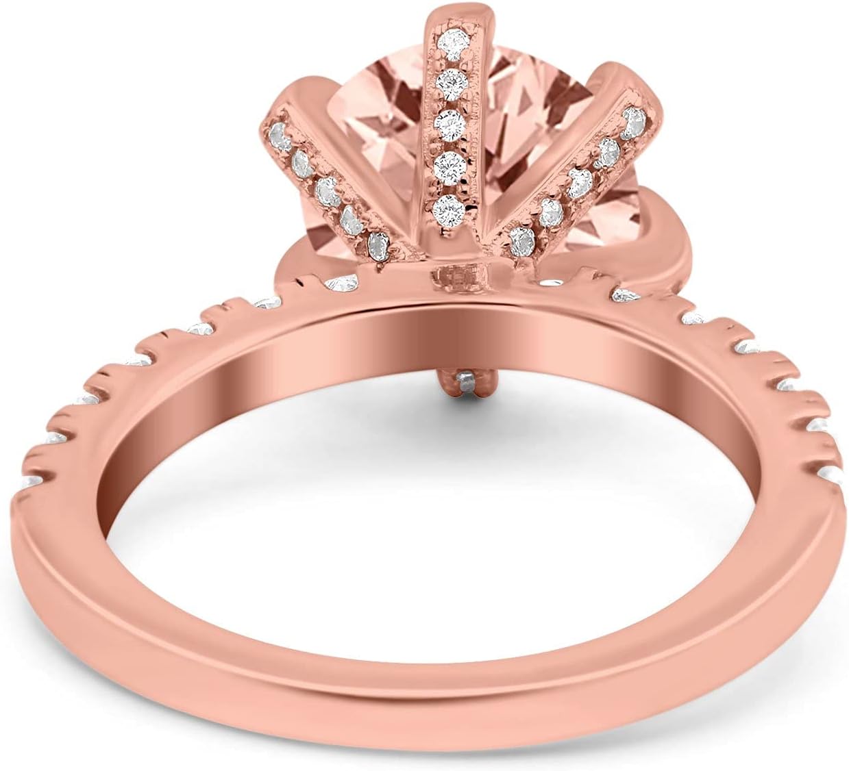 Blue Apple Co. Vintage Art Deco Wedding Engagement Bridal Ring Round Simulated Cubic Zirconia 925 Sterling Silver